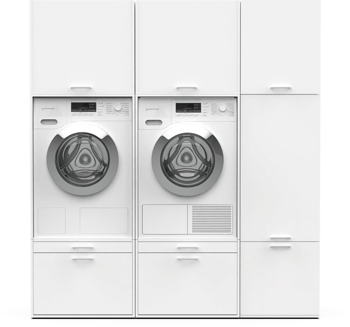 Washcab® Wasmachine Kast - Wasmachine Verhoger - Wasmachine Ombouw - Wit - Duo Set High 2 - 120kg draagkracht - 5 jaar garantie — afbeelding 1