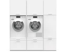 Washcab® Wasmachine Kast - Wasmachine Verhoger - Wasmachine Ombouw - Wit - Duo Set High 2 - 120kg draagkracht - 5 jaar garantie