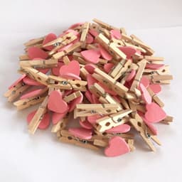50 roze houten hartvormige wasknijpers - decoratieclips Geschikt voor thuis, bruiloften en feesten, Geschikt voor knutselprojecten en het maken van banners en foto's. — thumbnail 1