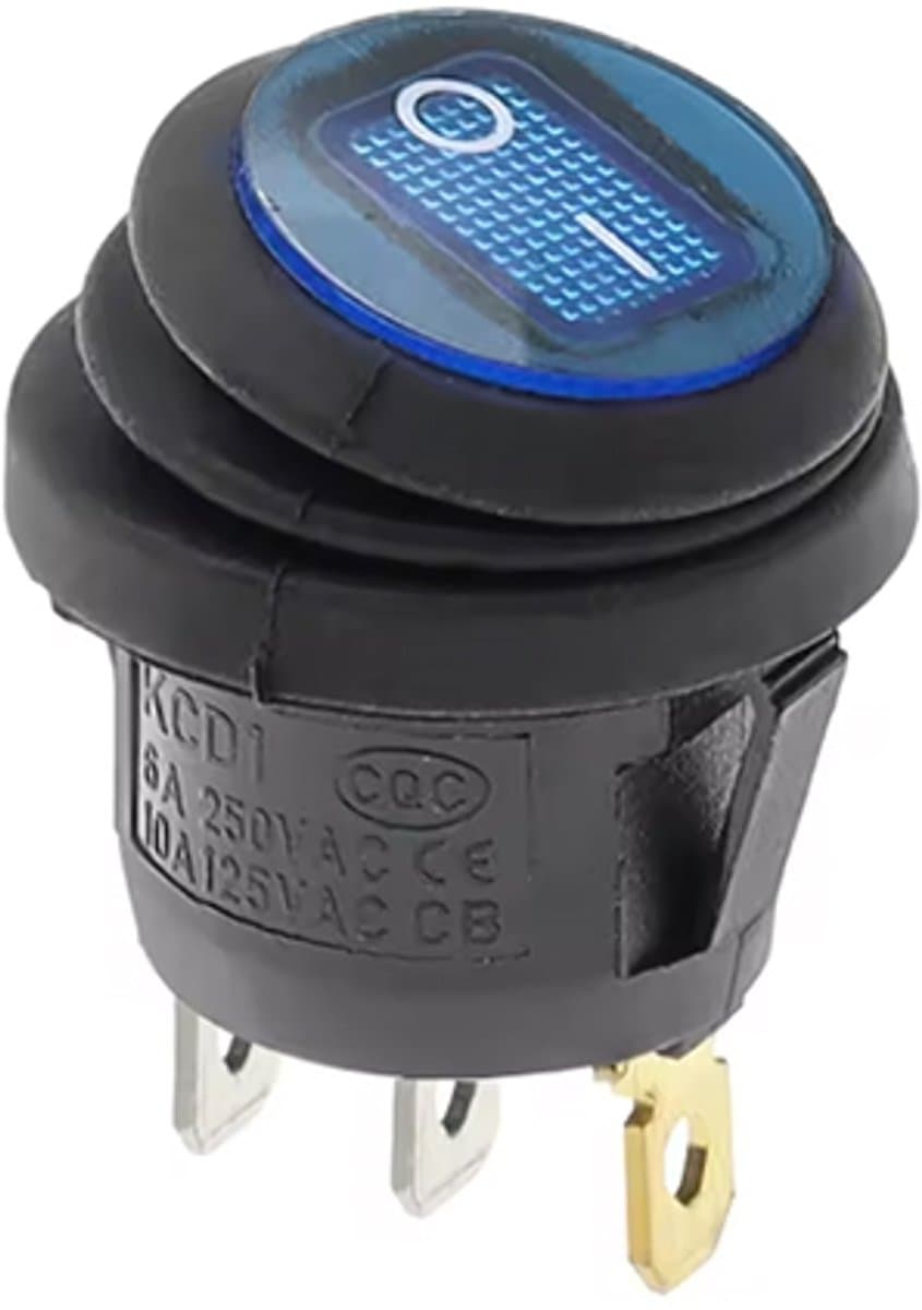 KCD1- Waterdichte ronde tuimelschakelaar 25 mm SPST 250V — afbeelding 1