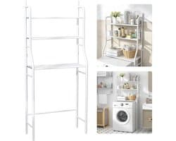 NordHaus Wasmachine Kast - Wasmachine Ombouw - Opbergrek 3 Niveaus - Ruimtebesparend - Stevig Metalen Frame - 160x68x25 cm