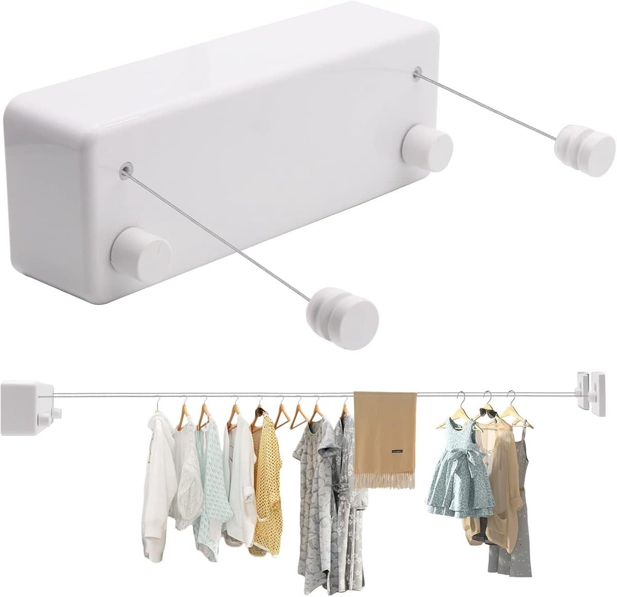 Dubbele intrekbare waslijn met wandmontage - Waterdicht en instelbaar tot 4,2 m — afbeelding 1
