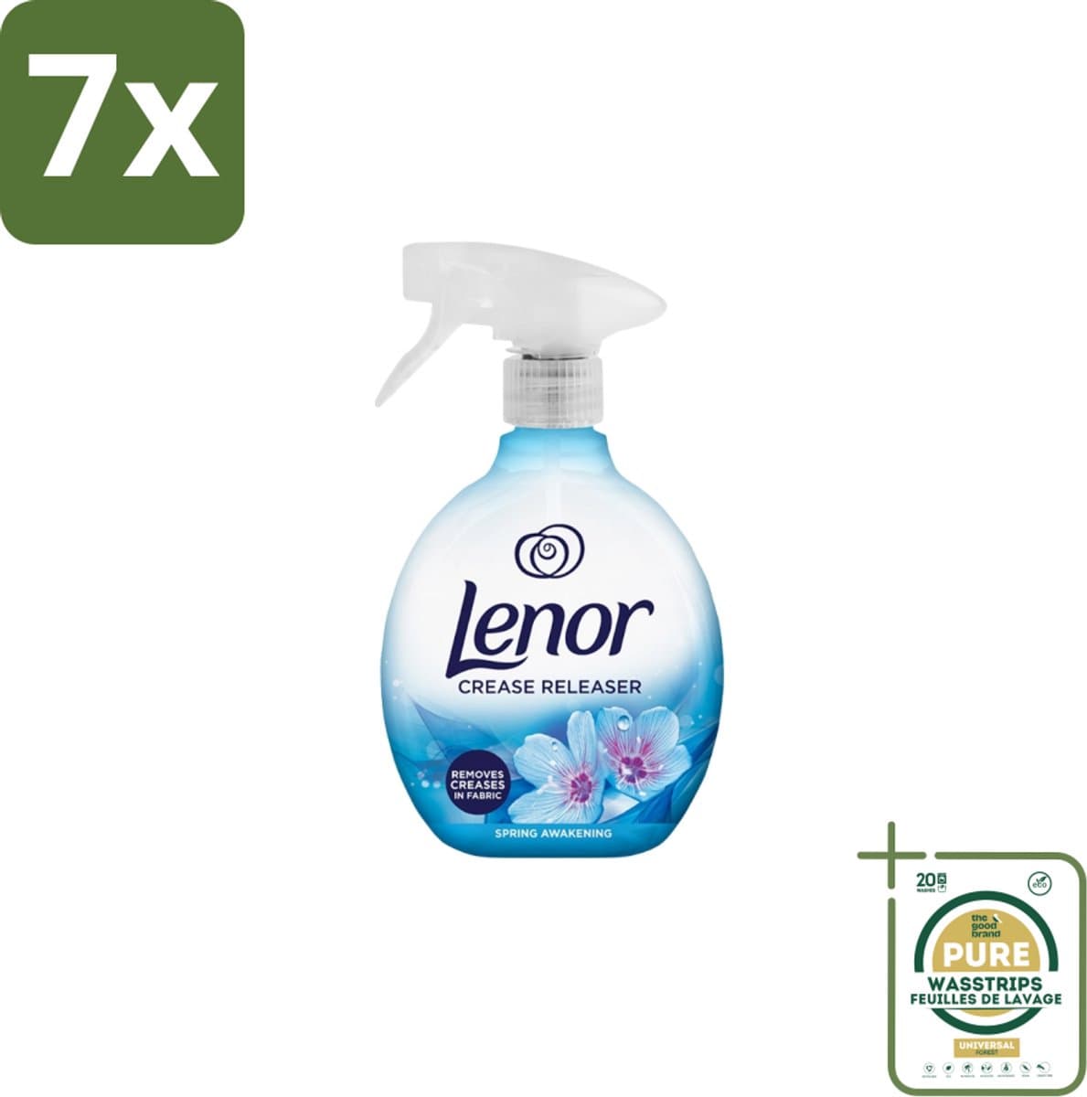 7 x Lenor – Crease Releaser Spray – Spring Awakening – Kreukverwijderaar & Textielverfrisser – 500 ml - Grootverpakking - Kreukverwijderaar - Textielverfrisser - Stofverfrisser - Stofverzorging - Stofverzorging — afbeelding 1