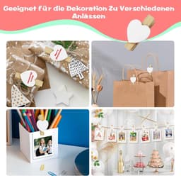 Set van 100 Mini Houten Wasknijpers met 10 Meter Jute Koord voor Foto's en Decoratie - 3,5 cm — thumbnail 3
