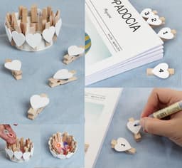 100 Hartvormige Wasknijpers in Hout - Mini Decoratieve Klemmen voor Foto's en Handwerk - 3,5 cm — thumbnail 4