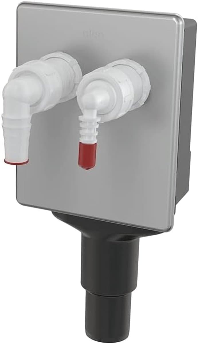 Apparaat Sifon Inbouw - Afvoer Aansluiting - Wasmachine Vaatwasser - Dubbele Geurafsluiter - 17-23mm 9-16mm - Zilver — afbeelding 1