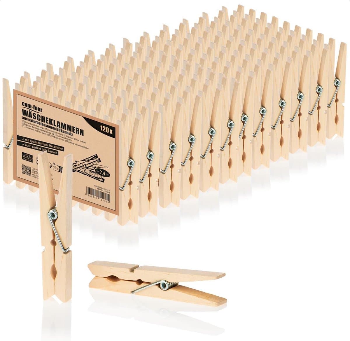 Duurzame Houten Wasknijpers van Berkenhout - 60 Stuks voor Kleding en Handwerk — afbeelding 1