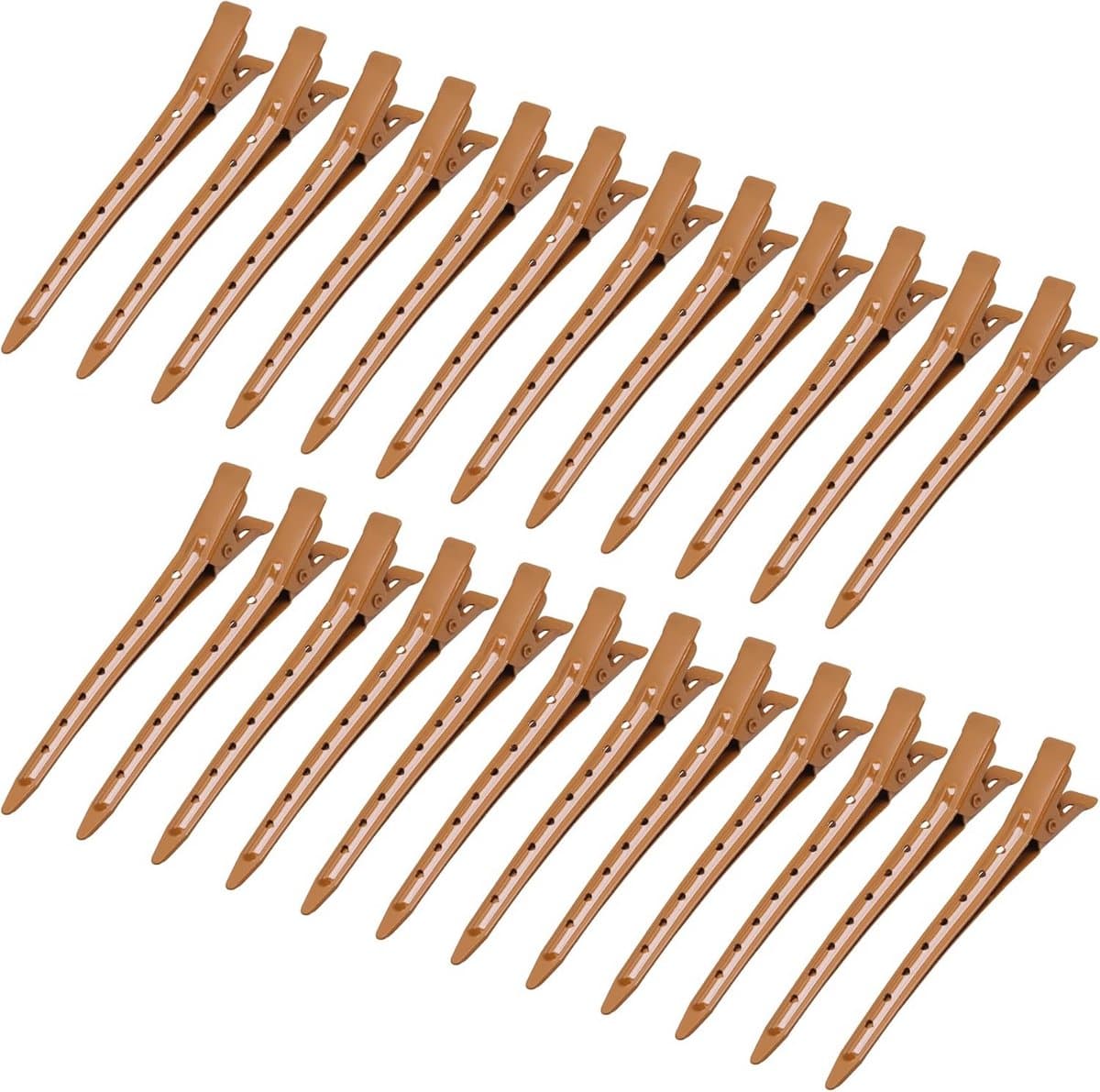 24 stuks Duck Bill Clips Bruin Metaal voor Haarstyling en Kleuren — afbeelding 1