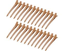 24 stuks Duck Bill Clips Bruin Metaal voor Haarstyling en Kleuren