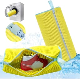 Schoenenwaszak voor wasmachine, verbeterde schoenenwaszak met YKK-rits, 360° schoenenwaszak voor wasmachine, herbruikbare schoenenwaszak (geel, 2 stuks) — thumbnail 1