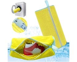 Schoenenwaszak voor wasmachine, verbeterde schoenenwaszak met YKK-rits, 360° schoenenwaszak voor wasmachine, herbruikbare schoenenwaszak (geel, 2 stuks)