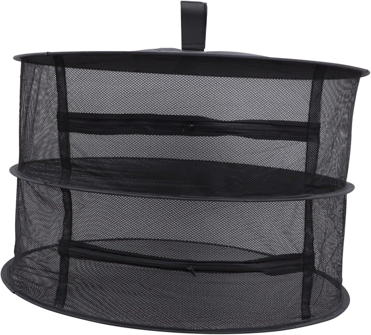 Opvouwbaar Droogrek - Droogrekken - 2-laags - 60*40 cm - Kruidendroger - Droognet - kledingrek - kledingmand - opbergnet met rits - Kruiden Droogrek - voor kleding, kruiden, bloemen, groenten en vrucht - zwart - polyester — afbeelding 1
