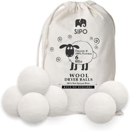 6x Wollen Droger Ballen - 100% Biologische Merinowol - Incl. Opbergzak - Wasverzachter Vervanger - Milieuvriendelijk & Energiebesparend - Sipo — thumbnail 1
