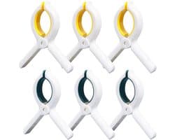EXCITAT Grote wasknijpers - Handdoekklemmen - Strandhanddoekklemmen - Badhanddoekklemmen - Ligstoelklemmen - Sterke wasknijpers - Geschikt voor ligstoelen, wasruimte, strandstoelen, strand, zwembad, tuin - 6-pack
