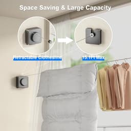 RFWR® Intrekbare Waslijn voor Binnen en Buiten - Niet-doorhangend Ontwerp 4,5m - Ruimtebesparend en Eenvoudig te Installeren — thumbnail 4