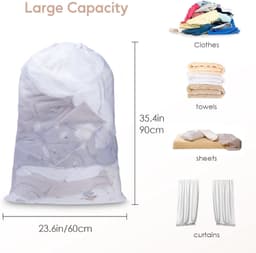 Drawstring Waszak 70x90cm - Robuuste Mesh Waszak voor Delicate Kleding, Geschikt voor Wasmachine, Duurzaam en Sterk Net — thumbnail 1