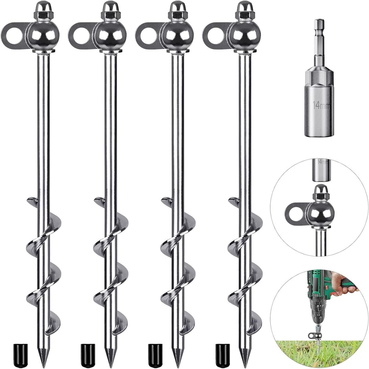 Grondanker Set - Staal - 30,5 cm - Robuuste Spiraalankers - Voor Tenten en Trampolines — afbeelding 1
