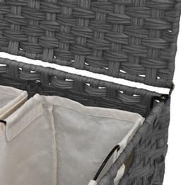 Wasmand – Wassorteerder – Wasbox – Opvouwbare Wasmand – Waszak – Met Wielen – Handgeweven Rattan – 66 x 35 x 60 cm — thumbnail 1