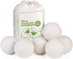 SnelShoppen - 6 XL Tumble Dryer Balls - 100% Nieuw-Zeelandse Wollen Trocknerbälle - Herbruikbare Natuurlijke Vezels - Statics Verminderen - Energiezui — thumbnail 1