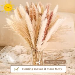 100-delige Pampas Gras droge bloemen decoratie, Fluffy droge bloemen, droge bloem boeket voor bruiloft tafel vazen Woonkamer Boho Home Decor (luxe) — thumbnail 4