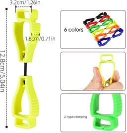 Handschoenclip in 6 kleuren – Uitrustingsclip – Opbergclip – Karabijnhaak – Clip met dubbele sluiting – Geschikt voor het ophangen van handschoenen — thumbnail 4