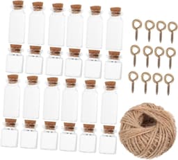1set Wensflessen Met Kurken Stopper Touw Voor Creatieve Decoraties Geschenken Multifunctionele Glazen Flessen Voor Berichten Sieraden Opslag — thumbnail 1
