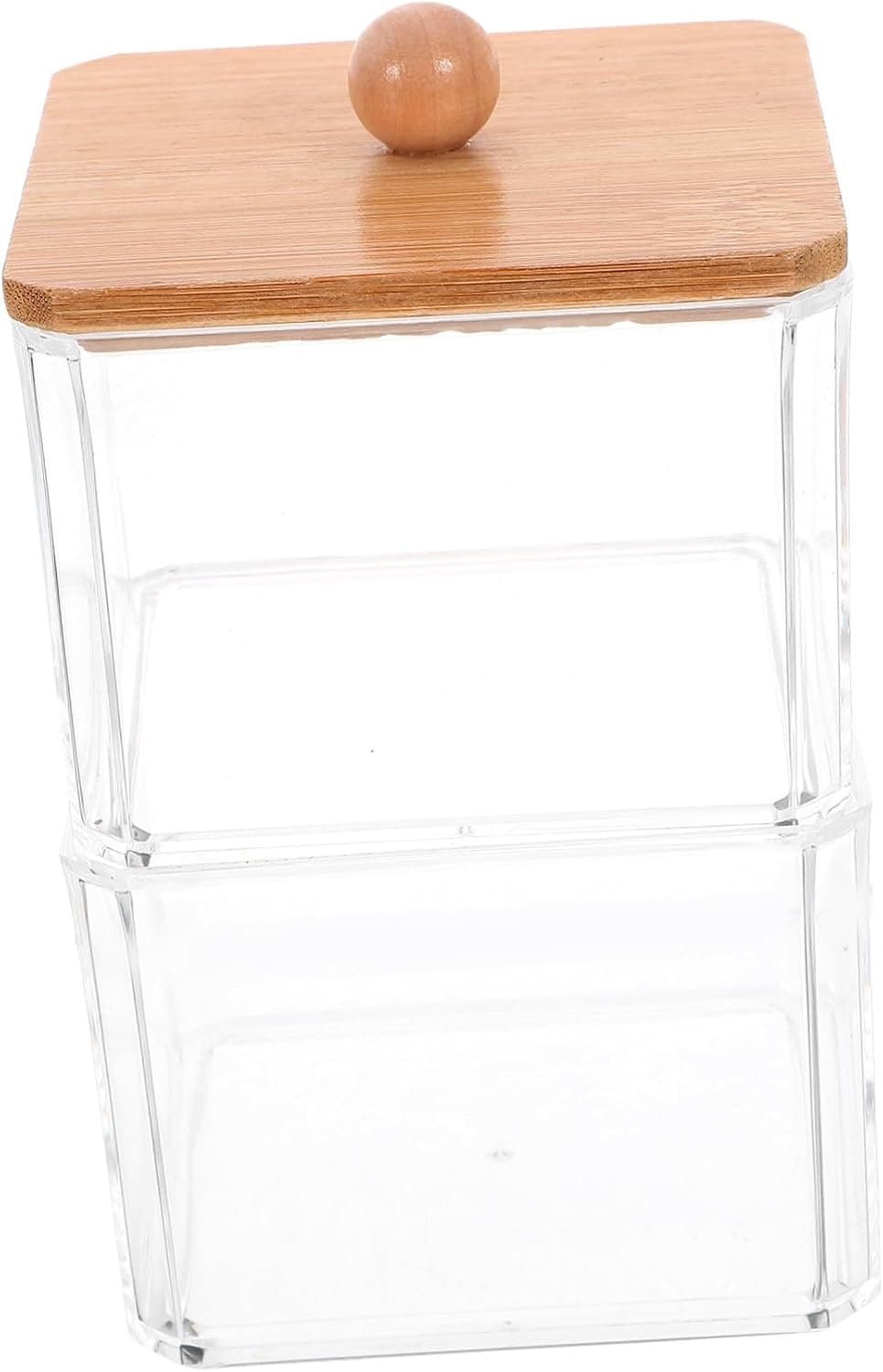1set Stapelbare Transparante Opbergpotten Voor Wattenstaafjes Make-up Pads Compacte Organizer Met Deksel Voor Badkamer Bureauopslag — afbeelding 1