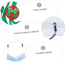 1set Delige Kindermasker Lanyards Met Schattige Cartoon Dierenprint Verstelbare Duurzame Maskerhouders Voor Jongen Meisje Assortiment Van Kleuren — thumbnail 4
