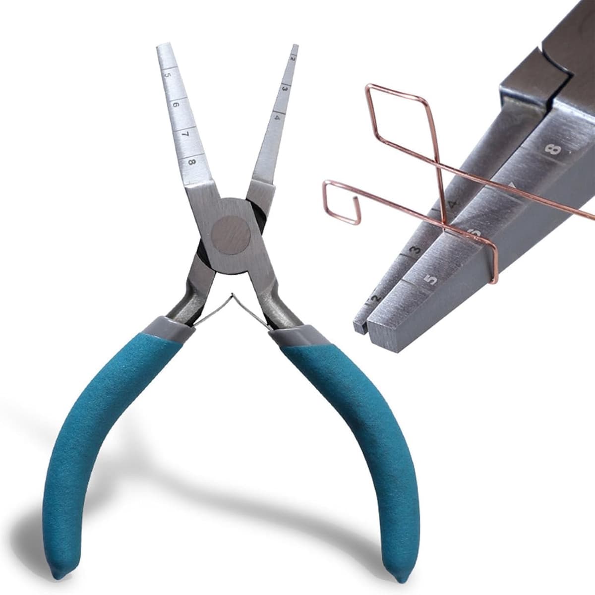 Ronde neus wikkeltang, 6 inch metalen draad buigtang met schaal C45 staaldraad lus gereedschap voor doe-het-zelf sieraden ambachten maken handwerk productie — afbeelding 1