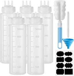 Plastic Knijpflessen - Transparant - 500 ml - 3-Holes Sausdispensers - Voor Ketchup, Olie en Ambachten — thumbnail 1