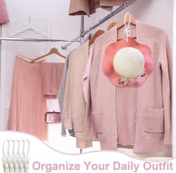 60 stuks waslijn haken met clips en touw, kunststof hangclips voor babykleding, winddichte ruimtebesparende opbergoplossing voor kast en droogrek — thumbnail 4