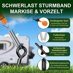 Grondanker - Grijs - 39 cm - Spiraalvormig Stalen Grondanker met Riemen en Bufferveren - Voor Camperluifels — thumbnail 3