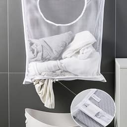 Wasmand met deksel - Wasmand 3 vakken - Wassorteerder - Waszakken - Waterdicht - Ruime capaciteit 77x50cm - Waszak — thumbnail 4