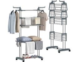 HOMCOM Clothes Drying Rack-Plastic, Stahl-73L x 64B x 172H cm-Grau
