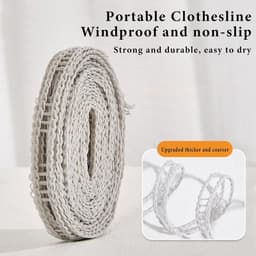 Kampeer Kledinglijn - Waslijn Buiten - Kleding Drogen - Windproof Ontwerp - 5 meter - Grijs — thumbnail 3