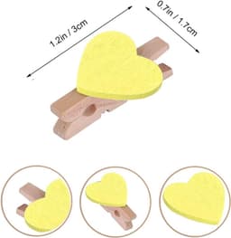 Houten Hart Knijpers - Mini Clips - Foto's Ophangen - Milieuvriendelijk Materiaal - 100 Stuks - Geel — thumbnail 5