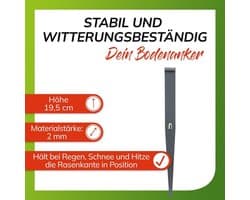 Grondanker voor gazonranden - Stabilisator randen Bodemanker - Tuinranden stabiliseren - Gegalvaniseerd metaal - 195 cm - Zilver