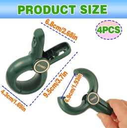 Grote Wasknijpers - Handdoek Klemmen - Wassen Ophangen - Winddicht Antislip - 10.5 cm - Groen — thumbnail 2