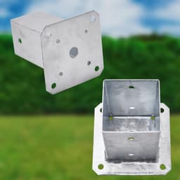 Grondanker met Plaat - Paalhouder Houtanker - Constructie Verankeren - Verzinkt Staal - 71 x 71 mm - Zwart — thumbnail 2