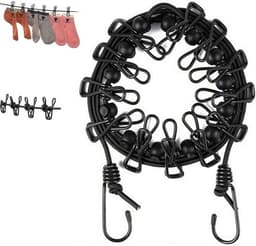 Draagbare elastische waslijn - Reis-waslijn met 12 draadclips — thumbnail 1
