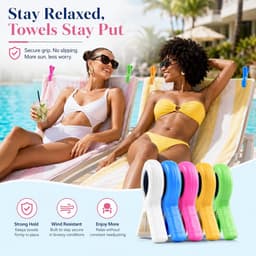 10 stuks handdoekklemmen voor strandstoelen - winddichte wasknijpers - kleurrijk — thumbnail 5