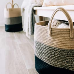 Thijox - XXL Katoenen Dekenmand Touw Opbergmand voor Organisatie, Wasmand en Kinderkamer - 50x33cm - 3 Tinten Bruin — thumbnail 2