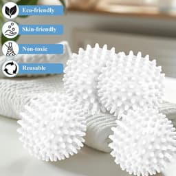 6 Stuks Drogerballen - Wasbollen - Wasballen - 6 cm - drogerballen - wasbol - Herbruikbare droogballen - Voor het verzachten van wasgoed - Vermindert kreukels en statische elektriciteit - Wit — thumbnail 4