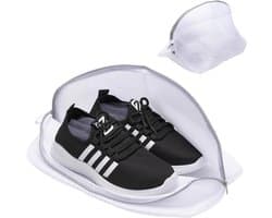 Set van 2 herbruikbare schoenwaszakken met gaasfilterlaag – Geschikt voor de wasmachine – Geschikt voor sneakers, bh's, enz. – 42 x 24 x 24 cm – Grijs