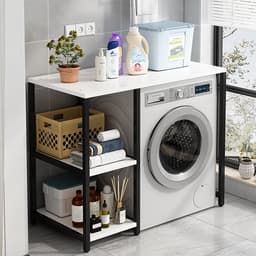 Wasmachine rek - Opbergunit - Ruimte organiseren - Stevige constructie - L100cm - Zwart — thumbnail 2
