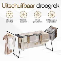 Dailygoods- Droogrek uittrekbaar - Inklapbaar - 25 m drooglengte - Stabiel wasrek van koolstofstaal - Ruimtebesparend - Belastbaar tot 30 kg — thumbnail 3