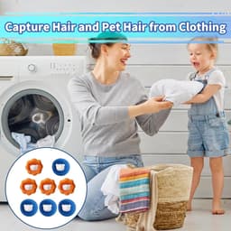 SnelShoppen - 8 Stuks Anti-Haar Ballen voor Wasmachine, Herbruikbare Pluche Wasballen, Haarverwijdering voor Kleding en Beddengoed, Effectieve Haar en — thumbnail 2