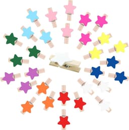 SnelShoppen - 100 Mini Houten Knijpers Stervormig, Kleurrijke Fotoknijpers voor Creatieve Projecten, Adventskalender & Decoratie (Multicolor) — thumbnail 1