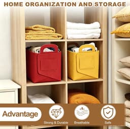 1 stuk - Opbergmand van vilt - Wasmand - Opbergmand voor diverse spullen - 36*25*23 cm - Rood — thumbnail 3