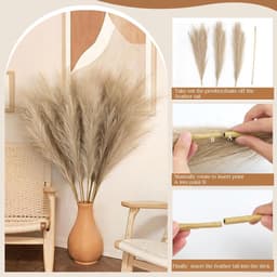8 stuks 113 cm groot decoratief kunstpampasgras XXL pampasgras kunstgedroogde bloemen voor boho-decoratie in de woonkamer, tweepersoonsbed, vaas, slaapkamer (bruin) — thumbnail 5